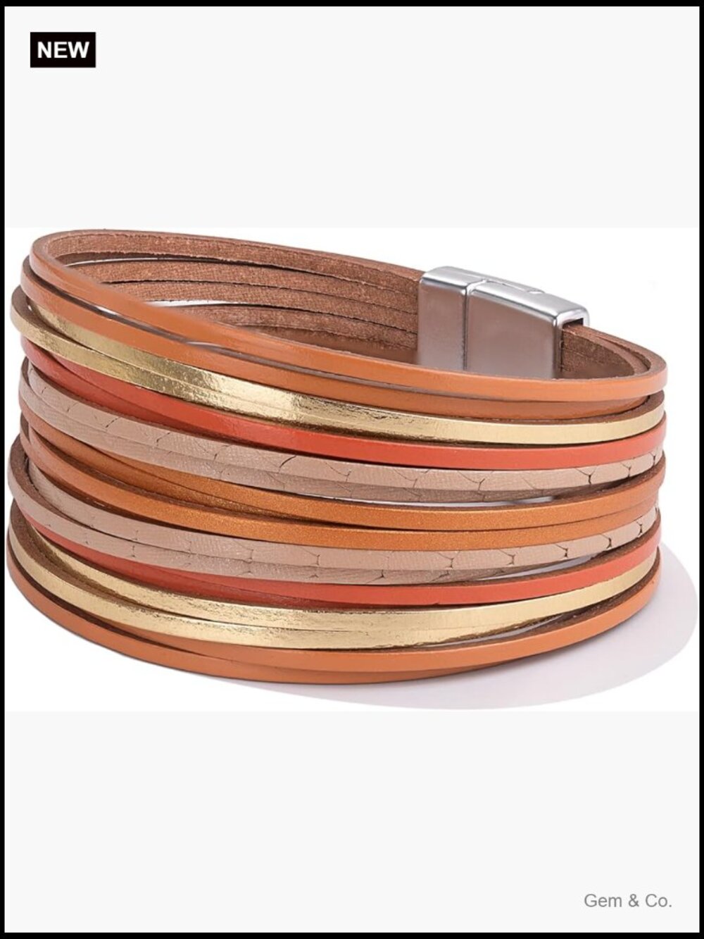 Boho Chunky Layered Leather Wrap Bracelets with Magnetic Clasp, Wide Statement
